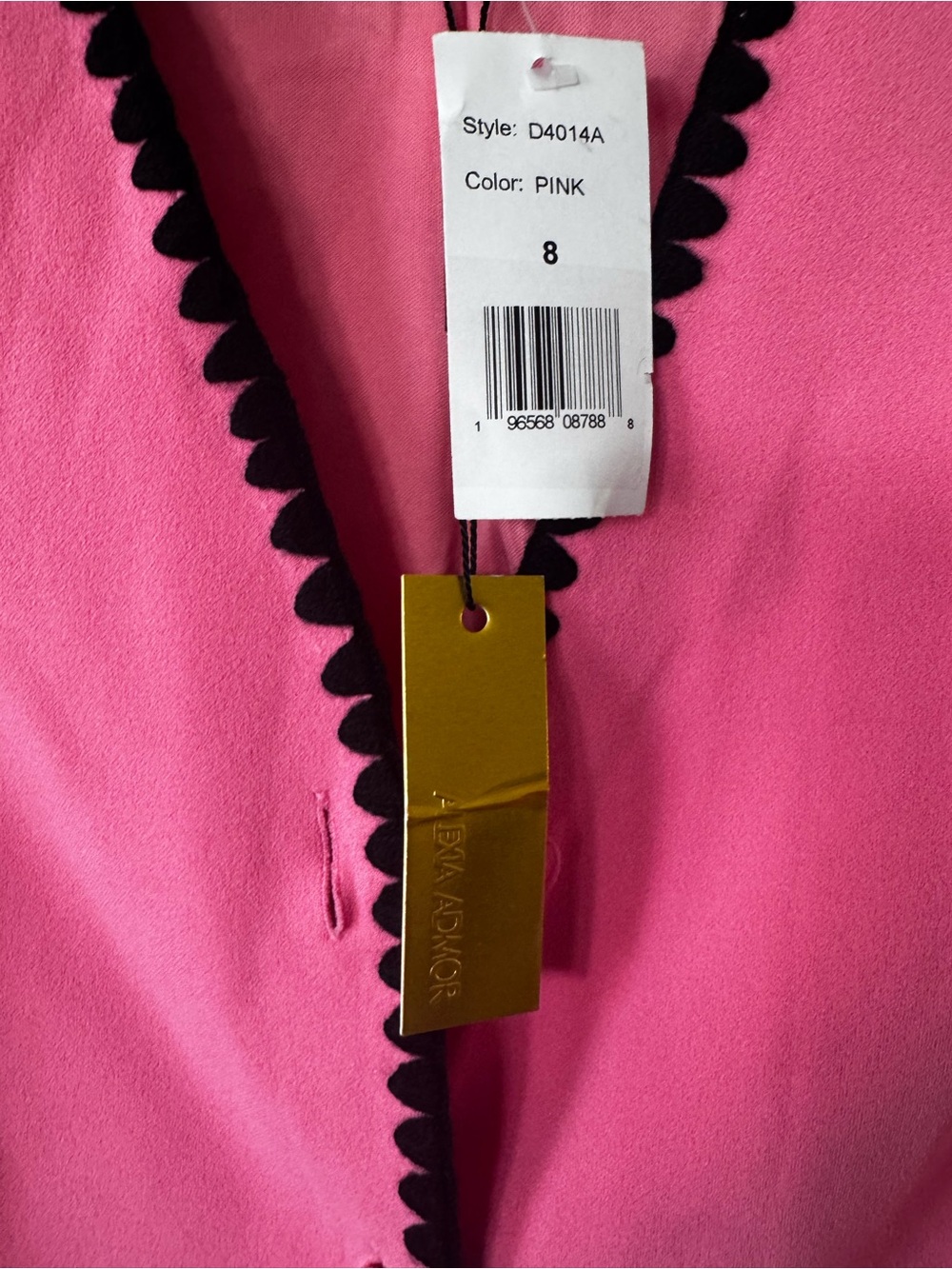 NWT Alexia Admor Pink Black Trim Pearl Button Mini Sheath Dress Size 8 - Picture 4 of 5